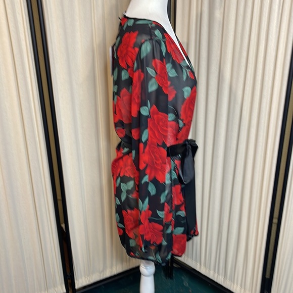 NWT- COQUETTE- SHEER SEXY ROSE LINGERIE ROBE ONE SIZE - Picture 7 of 10